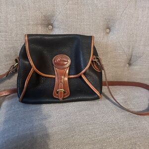 Dooney & Bourke Black and Brown Crossbody Bag with Leather Trim- Essex Medium
